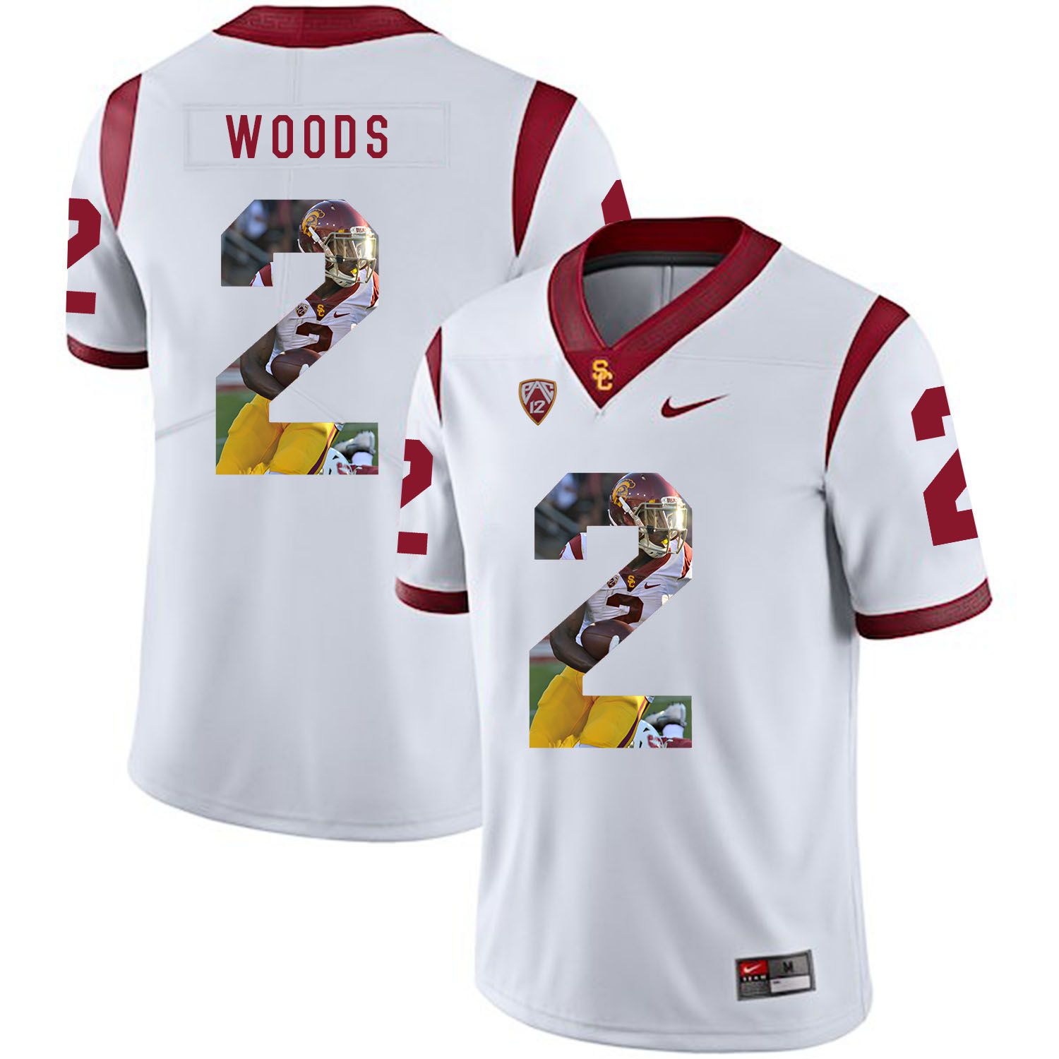 Men USC Trojans #2 Woods White Fashion Edition Customized NCAA Jerseys